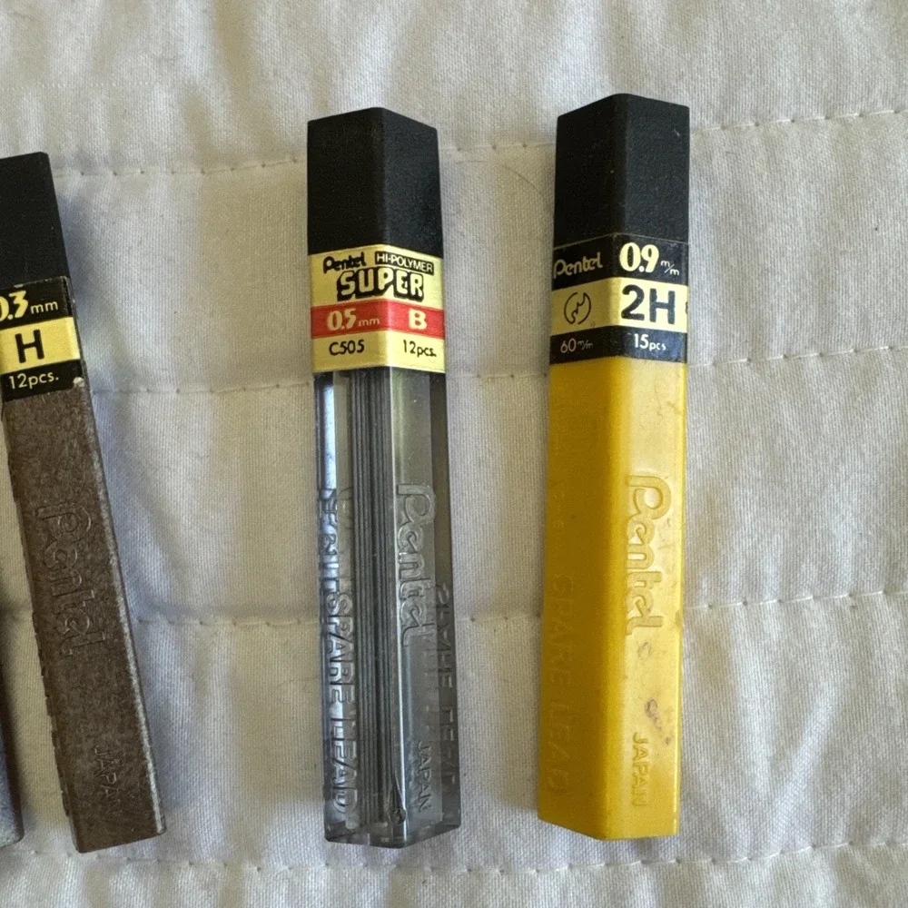 Vintage Pentel Hi-Polymer Super Refill Leads Lot 0.3mm 0.5mm 0.9mm HB H B 2H